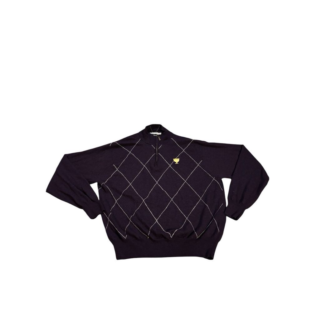 Peter Millar Presidents Cup 1/4 Zip Sweater Merino Wool‎ Purple Size XL Golf